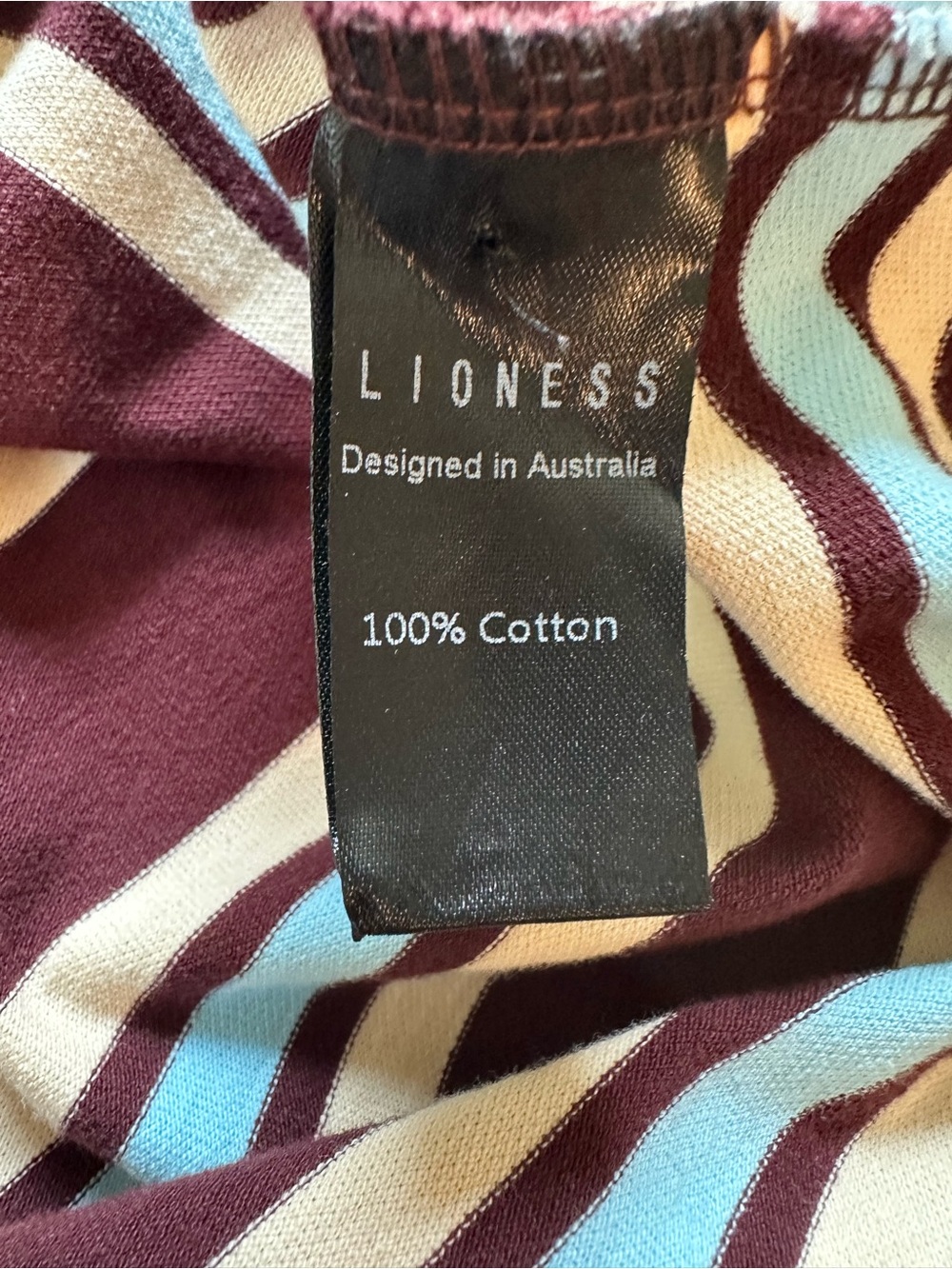 Lioness Leisure Long Sleeve Polo in Chocolate Multi Stripe Size Small - Picture 10 of 11